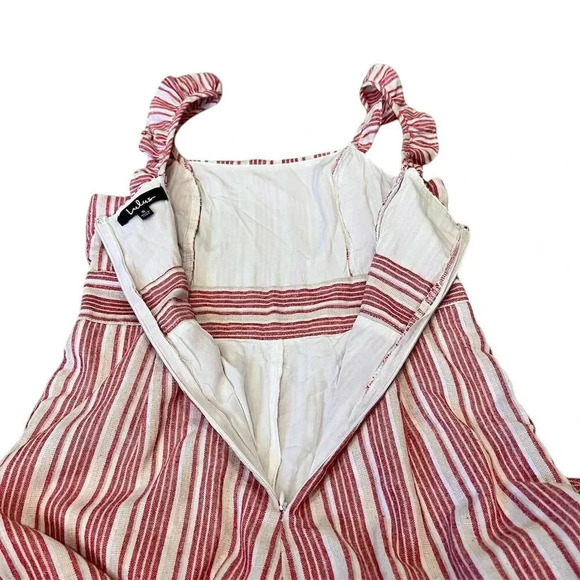 Lulus S Sleeveless Emilia Rae White and Red Striped Ruffle Culotte Jumpsuit - Picture 12 of 16
